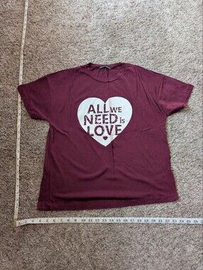 Rosa Couture Burgundy Short Sleeve Tee with White Heart Graphic